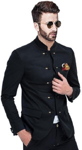HUMJOLI MENS WEAR Solid Bandhgala Casual Formal