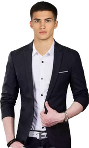 HUMJOLI MENS WEAR Solid Single Breasted Casual