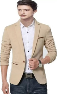 HUMJOLI MENS WEAR Solid Single Breasted Casual