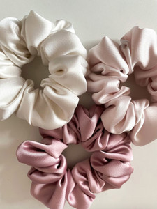 hummanbird pastel satin scrunchies hair ties for women  girls set of 5 rubber band white black pink brown