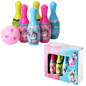 bowling game toy for kids set of 6 large pins amp 1 ball toys bowling alley set premium sports learning toys multicolor
