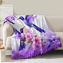 Hummingbird Blanket Gifts for Women Girls Mom Birthday Christmas Valentines Present Colorful Floral Bird Flower Theme Decor Bedroom Living Room Sofa Couch Soft Cozy Plush Kids Adult Teen Throw 60"x80"