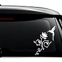 Hummingbird Flower Nectar Decal Sticker For Use On Laptop, Helmet, Car, Truck, Motorcycle, Windows, Bumper, Wall, and Decor Size- [6 inch] / [15 cm] Tall / Color- Gloss White