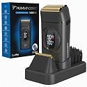 HUMMINGBIRD MK17 DualPro Foil Shaver & Beard Trimmer for Men – Gold Titanium Blades, Turbo Shaving & Torque Control, Metal Body, Digital Battery & RPM Display, Wet/Dry, USB-C & Wireless Charging Dock