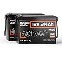 HumsiENK 2 Pack 12V 314Ah (300Ah) LiFePO4 Lithium Battery 4019Wh, 200A BMS