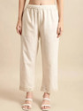 Hunaiza Loose Fit Women Cream Trousers
