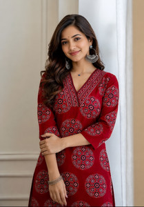 Hunaiza Women Printed Straight Kurta