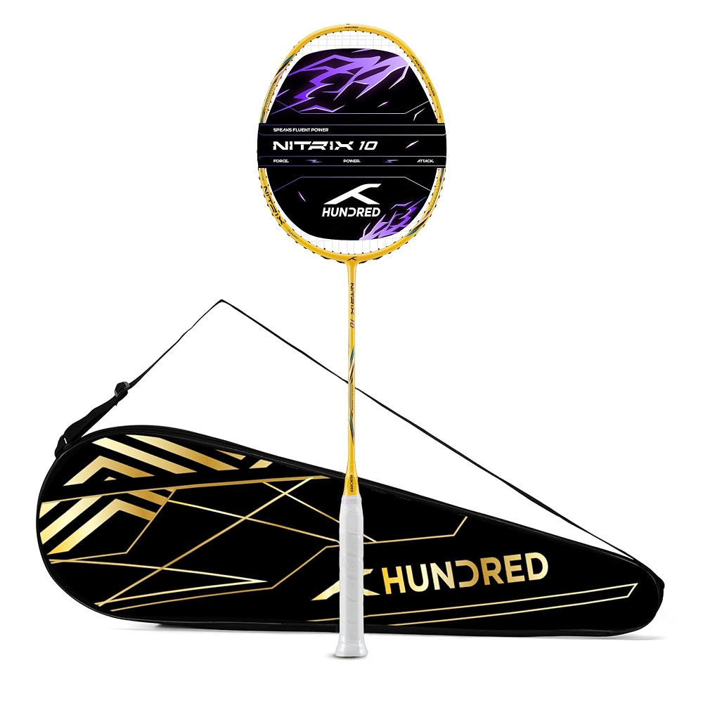 Hundred Nitrix 10 Badminton Racket (Strung) | Carbon Fiber Frame | Head ...
