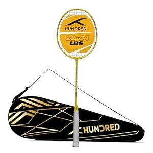 hundred carbon graphite powertek force - yellow strung badminton