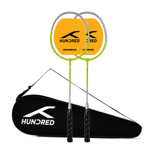 hundred powertek ultra x combo 2 strung rackets with 1 full cover badminton kit