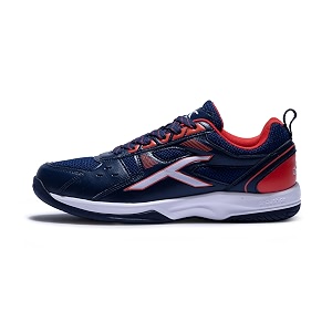 hundred men39s raze badminton shoes non marking  lightweight amp durable  x-cushion active grip sole toe assist navyorange red 12 uk
