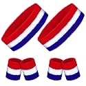Hungdao 6 Pcs Sweatbands Set Sports Headband Wristbands