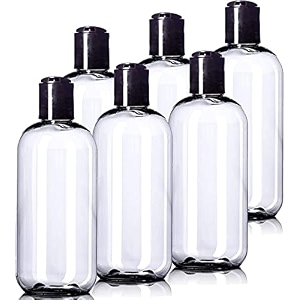 hunky dory 4pcs 200ml empty clear plastic bottles refillable travel size cosmetic containers small leak proof squeeze bottles with black flip cap for toiletriesshampoo