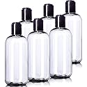 Hunky Dory 4pcs 200ml Empty Clear Plastic Bottles Refillable Travel Size Cosmetic Containers Small Leak Proof Squeeze Bottles with Black Flip Cap for Toiletries,Shampoo.