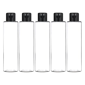 hunky dory 5pcs 100ml empty clear plastic square bottles refillable travel size cosmetic travelling containers squeeze bottles with black flip cap for toiletriesshampoo pack of 5