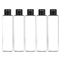 Hunky Dory 5pcs 100ml Empty Clear Plastic Square Bottles Refillable Travel Size Cosmetic Travelling Containers Squeeze Bottles with Black Flip Cap for Toiletries,Shampoo. (Pack of 5)