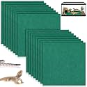 HunnmingRe 16 Pcs 12 x 12 Reptile Carpet Terrarium Liner Bedding Reptile Substrate Mat Tank Accessories for Terrarium Lizards Turtles Snakes Bearded Dragon Iguana, Green