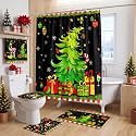 HunnmingRe 6 Pcs Christmas Bathroom Decor Lime Green and Red Whimsical