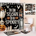 HunnmingRe 6 Pcs Halloween Bathroom Decor, Spooky Ghost Shower Curtain Sets