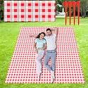 HunnmingRe 6 Pcs Picnic Blankets Disposable Mats,Red and White