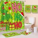 HunnmingRe 6 Pcs Whimsical Christmas Bathroom Decor Shower Curtain Sets