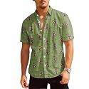HUNTFAMI Hawaiian Button Down Shirt Unisex, Short Sleeve Floral Summer Shirt for Beach, Spring, Holiday &amp; Birthday Gift