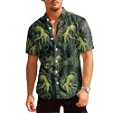 HUNTFAMI Hawaiian Button Down Shirt Unisex, Short Sleeve Floral Summer Shirt for Beach, Spring, Holiday &amp; Birthday Gift