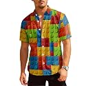 HUNTFAMI Hawaiian Button Down Shirt Unisex, Short Sleeve Floral Summer Shirt for Beach, Spring, Holiday &amp; Birthday Gift