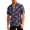HUNTFAMI Hawaiian Button Down Shirt Unisex, Short Sleeve Floral Summer Shirt for Beach, Spring, Holiday &amp; Birthday Gift