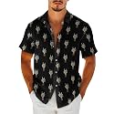 HUNTFAMI Hawaiian Button Down Shirt Unisex, Short Sleeve Floral Summer Shirt for Beach, Spring, Holiday &amp; Birthday Gift