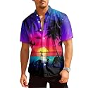 HUNTFAMI Hawaiian Button Down Shirt Unisex, Short Sleeve Floral Summer Shirt for Beach, Spring, Holiday &amp; Birthday Gift