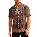 HUNTFAMI Hawaiian Button Down Shirt Unisex, Short Sleeve Floral Summer Shirt for Beach, Spring, Holiday &amp; Birthday Gift