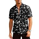 HUNTFAMI Hawaiian Button Down Shirt Unisex, Short Sleeve Floral Summer Shirt for Beach, Spring, Holiday &amp; Birthday Gift
