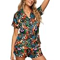 HUNTFAMI Women's Short Satin Pajama Set, Lightweight Softness Sleepwear