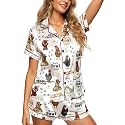 HUNTFAMI Women's Short Satin Pajama Set, Lightweight Softness Sleepwear