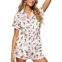 HUNTFAMI Women's Short Satin Pajama Set, Lightweight Softness Sleepwear
