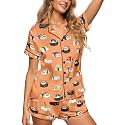 HUNTFAMI Women's Short Satin Pajama Set, Lightweight Softness Sleepwear