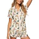 HUNTFAMI Women's Short Satin Pajama Set, Lightweight Softness Sleepwear