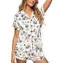 HUNTFAMI Women's Short Satin Pajama Set, Lightweight Softness Sleepwear