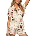 HUNTFAMI Women's Short Satin Pajama Set, Lightweight Softness Sleepwear