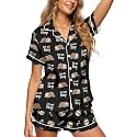 HUNTFAMI Women's Short Satin Pajama Set, Lightweight Softness Sleepwear