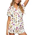 HUNTFAMI Women's Short Satin Pajama Set, Lightweight Softness Sleepwear