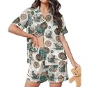 HUNTFAMI Women's Short Satin Pajama Set, Lightweight Softness Sleepwear