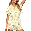 HUNTFAMI Women's Short Satin Pajama Set, Lightweight Softness Sleepwear