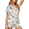 HUNTFAMI Women's Short Satin Pajama Set, Lightweight Softness Sleepwear