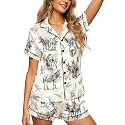 HUNTFAMI Women's Short Satin Pajama Set, Lightweight Softness Sleepwear