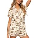 HUNTFAMI Women's Short Satin Pajama Set, Lightweight Softness Sleepwear