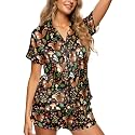 HUNTFAMI Women's Short Satin Pajama Set, Lightweight Softness Sleepwear