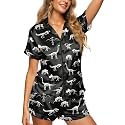 HUNTFAMI Women's Short Satin Pajama Set, Lightweight Softness Sleepwear