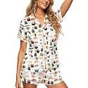 HUNTFAMI Women's Short Satin Pajama Set, Lightweight Softness Sleepwear